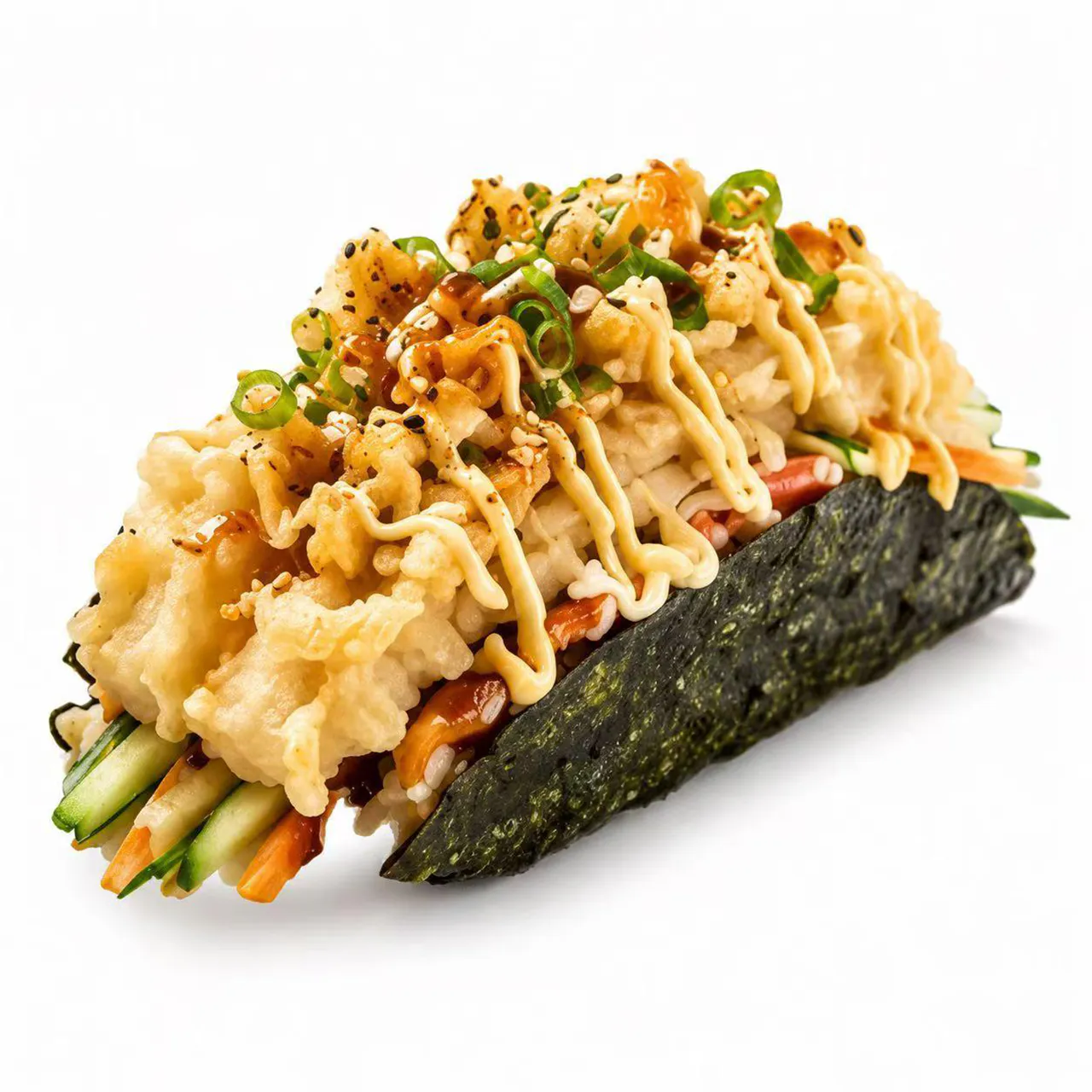 Crispy tempura Japanese hand taco at On Lab，a Creative Cafe and Bistro in New York