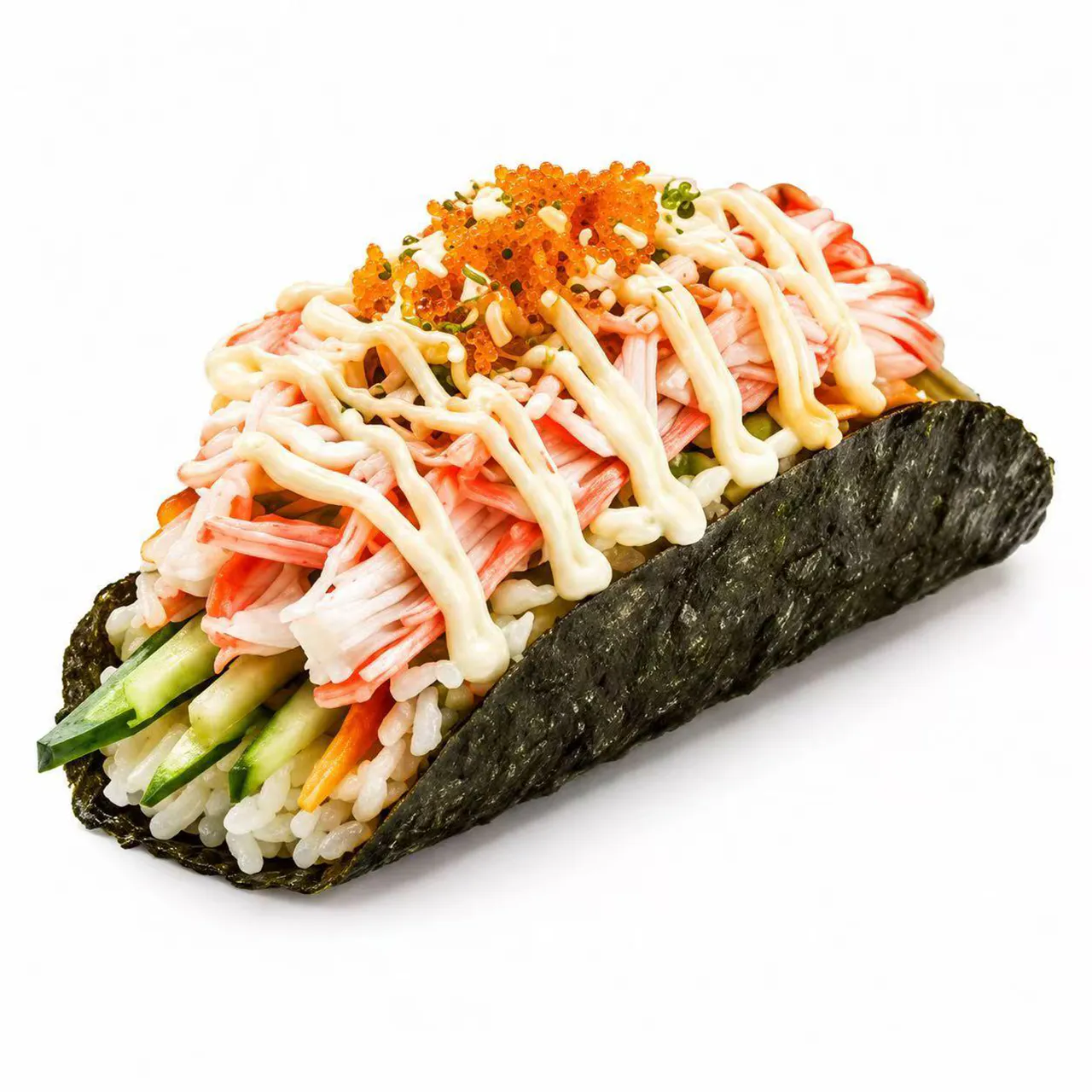 Crab and tempura Japanese hand taco at On Lab，a Creative Cafe and Bistro in New York